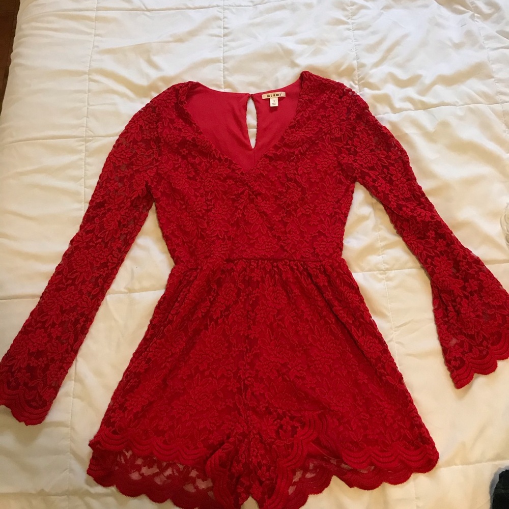 Red Lace Romper